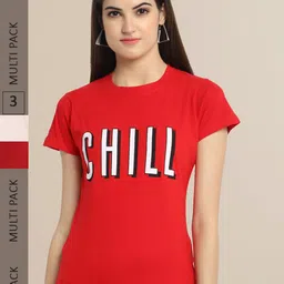 Fabflee Women Pack of 3 Printed Cotton T-shirts-picture-32