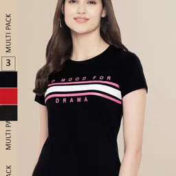 Fabflee Women Pack Of 3 Printed Cotton T-shirt-picture-37