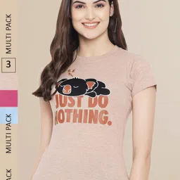 Fabflee Women Pack Of 3  Printed Cotton T-shirt-picture-38