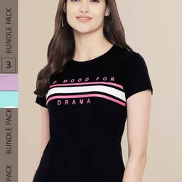 Fabflee Women Pack of 3 Printed Cotton T-shirts-picture-31