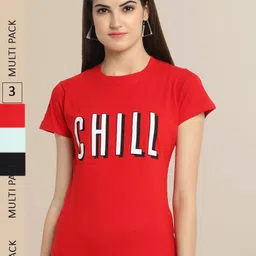 Fabflee Women Cotton Printed T-shirt Pack of 3-image-59