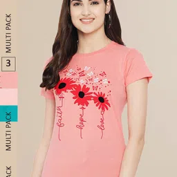 Fabflee Women Pack Of 3  Printed Cotton T-shirt-picture-22