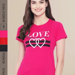 Fabflee Women Pack of 3 Typography Print T-shirt-picture-15