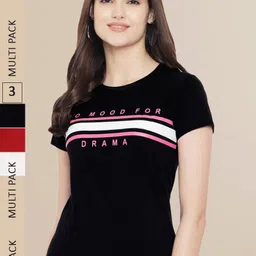 Fabflee Women Pack Of 3 Printed Cotton T-shirt-picture-39