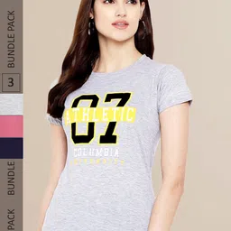 Fabflee Women Pack of 3 Typography Print T-shirt-picture-21