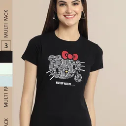 Fabflee Women Pack of 3  Printed Cotton T-shirts-picture-19