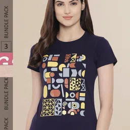 Fabflee Women Pack of 3 Printed Cotton T-shirts-picture-35