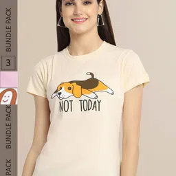 Fabflee Women Pack of 3 Printed Cotton T-shirts-picture-19