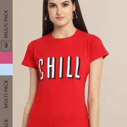 Fabflee Women Pack of 3 Printed Cotton T-shirts-picture-37