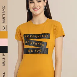 Fabflee Women Pack of 3 Typography Cotton T-shirts-picture-31