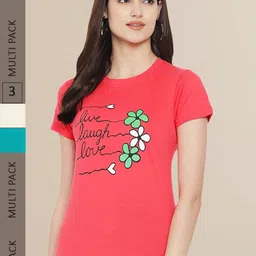 Fabflee Women Pack of 3 Printed Cotton T-shirts-picture-31