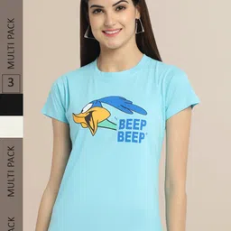 Fabflee Women Pack of 3 Printed Cotton T-shirts-picture-33