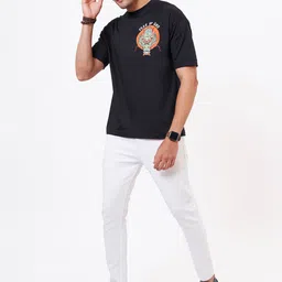 ZU Printed Round Neck Drop Shoulder Sleeves Cotton Oversized T-shirt-picture-15