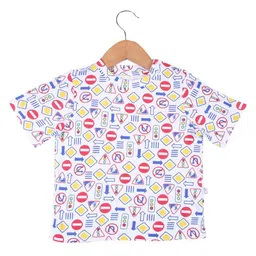 SuperBottoms Kids White Printed Polo Collar Applique Sustainable T-shirt-picture-14