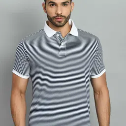 SQUIREHOOD Striped Polo Collar Pique Cotton Casual T-shirt-picture-29