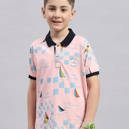Monte Carlo Boys Graphic Printed Polo Collar Cotton T-shirt-picture-46