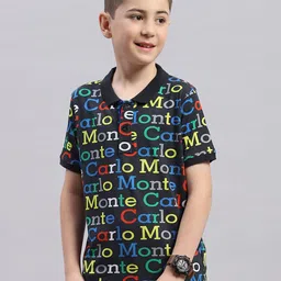 Monte Carlo Boys Typography Printed Polo Collar Cotton T-shirt-picture-38