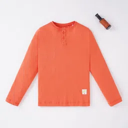 Ed-a-Mamma Boys Orange Henley Neck Applique T-shirt-picture-26