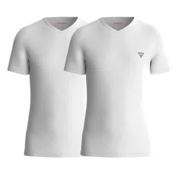 GUESS Men Pack Of 2 Solid V-Neck Cotton T-shirts-picture-13
