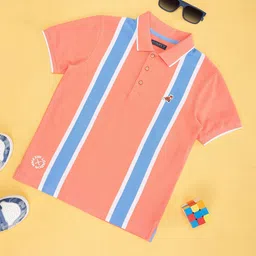 Pantaloons Junior Boys Striped Polo Collar Pure Cotton T-shirt image 1