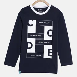 3PIN Boys Navy Blue Typography Printed T-shirt-picture-55
