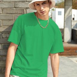 Kotty Green Drop-Shoulder Sleeves Oversized Cotton Casual T-Shirt-picture-45
