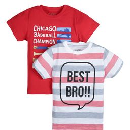 PLUM TREE Boys Pack-2 Red  White Typography Printed Pure Cotton T-shirt-picture-15