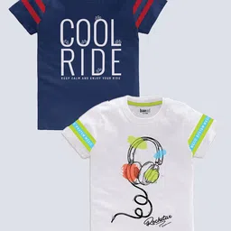 BAESD Boys Pack Of 2 Typography Printed Cotton T-shirt-picture-56