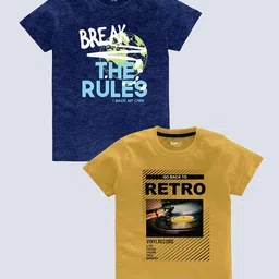 BAESD Boys Pack Of 2 Typography Printed Pure Cotton T-shirt-picture-32