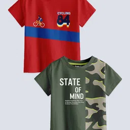 BAESD Boys Pack Of 2 Typography Printed Pure Cotton T-shirt-picture-24
