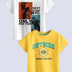 BAESD Boys Pack Of 2 Typography Printed Pure Cotton Casual T-Shirt-picture-20