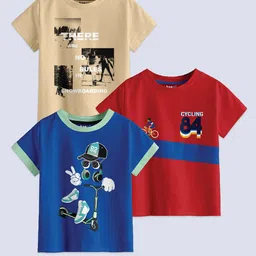 BAESD Boys Pack Of 3 Typography Printed Pure Cotton T-shirt-picture-34