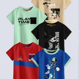 BAESD Boys Pack Of 5 Printed Pure Cotton T-shirts-picture-28