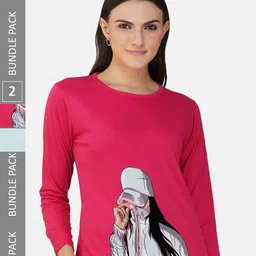 CHOZI Pack of 2 Graphic Printed Regular Fit Cotton T-Shirt-picture-16