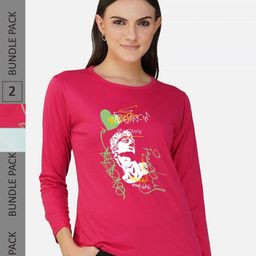 CHOZI Pack Of 2 Typography Printed Round Neck Cotton T-shirt-picture-38