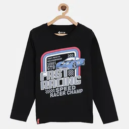 3PIN Boys Black Typography Printed Cotton T-shirt-picture-53