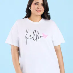 Big Hello - The Plus Life   Typography Printed Cotton T-shirt-picture-37
