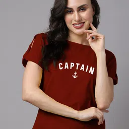 Friskers Women Typography Printed Applique T-shirt-image-3