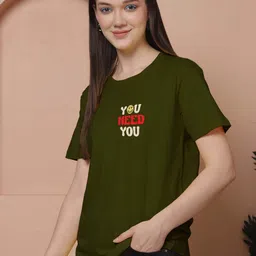 Friskers Women Typography Drop-Shoulder Sleeves Applique T-shirt image 4