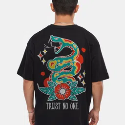 Crazymonk Trust No One Printed Drop Shoulder Pure Cotton Oversized T-Shirt-picture-20