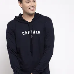 Friskers Men Navy Blue Typography Hooded T-shirt-picture-26