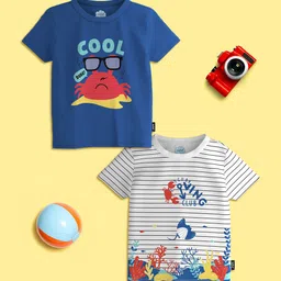 Nauti Nati Boys Pack Of 2 Graphic Printed Bio Finish Pure Cotton T-shirt-picture-16