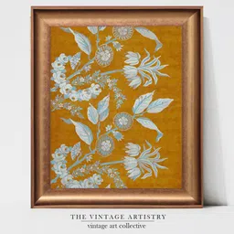 THE VINTAGE ARTISTRY Brown Boho Floral Antique Framed Wall Art-image-93