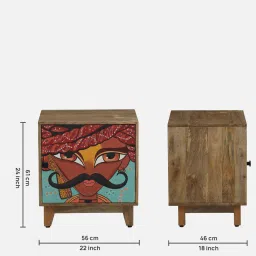 bohemiana from pepperfry Midas Mango Wood Hand Painted Multicolour One Door Small Cabinet In Natural Finish image 3