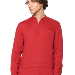 Celio Band Collar Linen Casual Shirt-picture-32