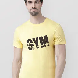 Friskers Men Yellow Typography Printed Applique T-shirt-picture-42