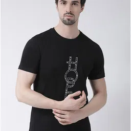 Friskers Men Black & black chocolate Typography Printed Applique T-shirt-picture-33