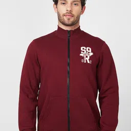 SPYKAR Typography Printed Mock Collar Front-Open Sweatshirt-picture-18