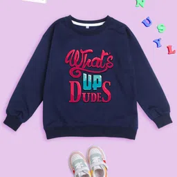 NUSYL Kids Typography Printed Fleece Oversized Sweatshirt-picture-28