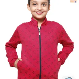 IndiWeaves Girls Pack Of 2 Printed Mock Collar Long Sleeve Fleece Front-Open Sweatshirt-picture-38